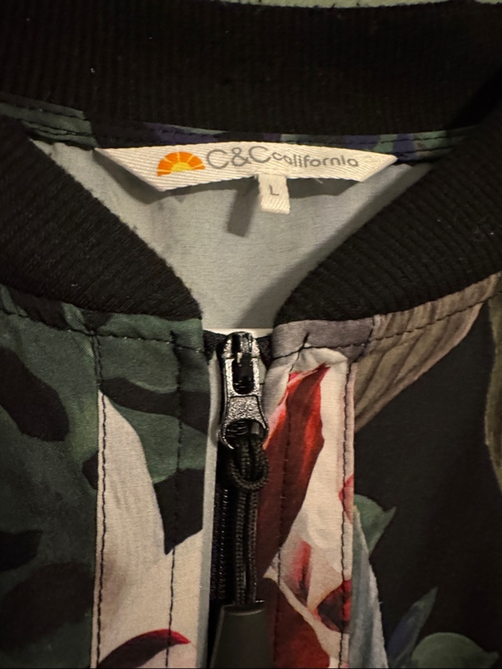 C&C California Tropical Floral Print Bomber Jacket -matching pants other listing - Picture 2 of 6